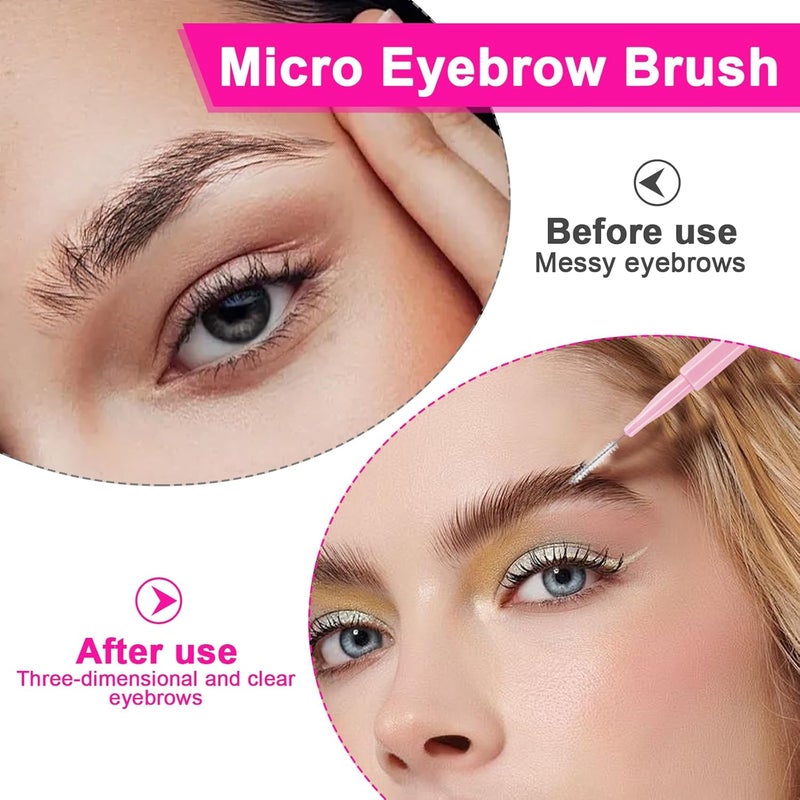 PKRFCJ 100 PCS Brow Lamination Supplies, Brow Lamination Brush, Multi Function Micro Eyebrow Brush, Suitable for Eyelash and Eyebrow Extension Tools (Rose Red) - Image 3